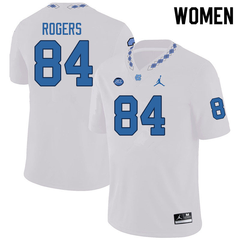 Women #84 Cyrus Rogers North Carolina Tar Heels College Football Jerseys Sale-White
